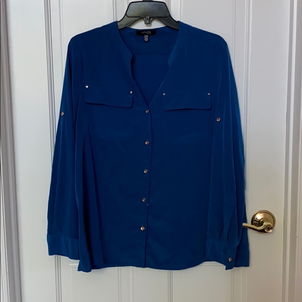 Blue button down blouse